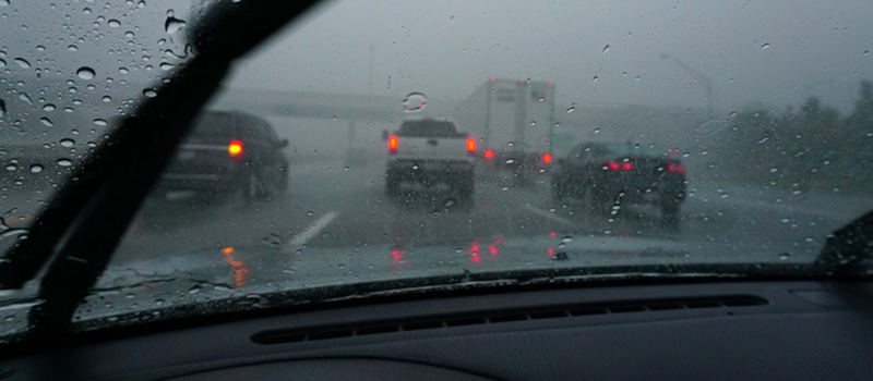 Traffic on a rainy highway