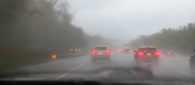 Foggy highway in traffic
