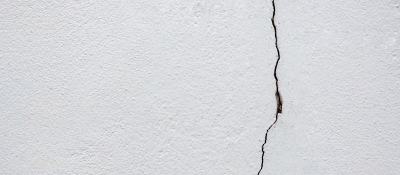 Crack in the exterior wall of a house