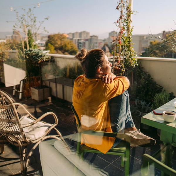 woman on balcony